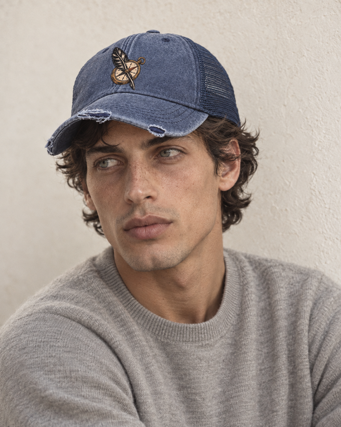 Model wearing the cap