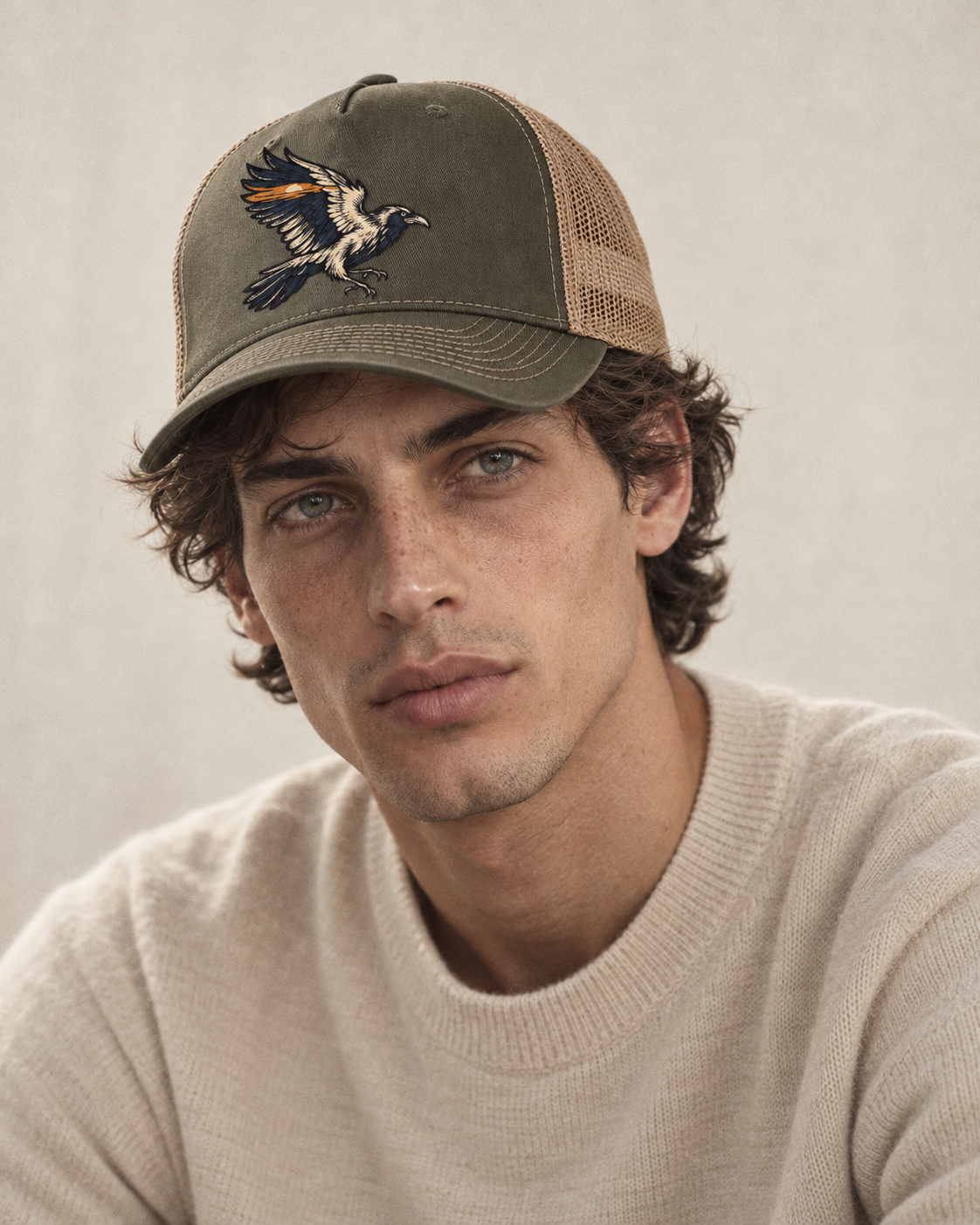 Model wearing the cap