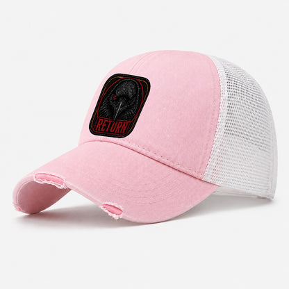 Raven Return Badge Washed Trucker Hat – Light Pink