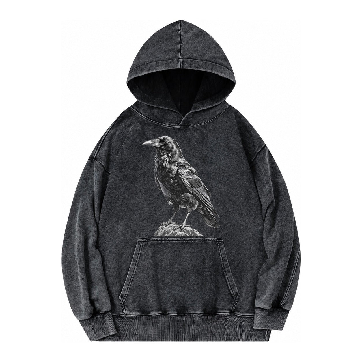 Raven Vintage Washed Hoodie – black