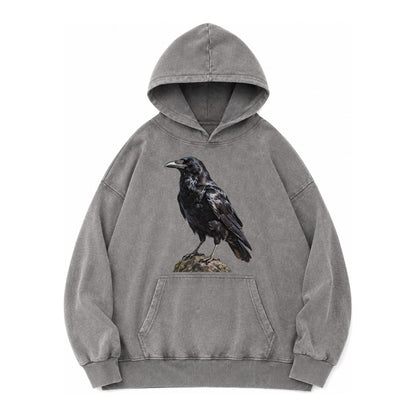 Raven Vintage Washed Hoodie – grey
