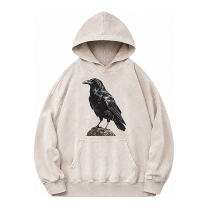 Raven Vintage Washed Hoodie – off-white