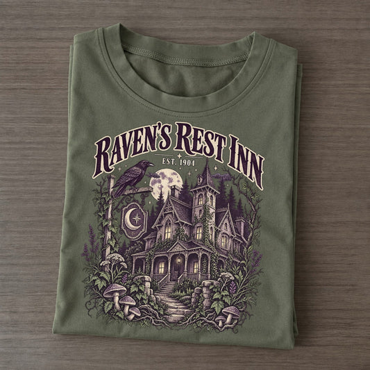 Ravens Rest Inn Midnight Haunt Classic T-shirt – Army Green