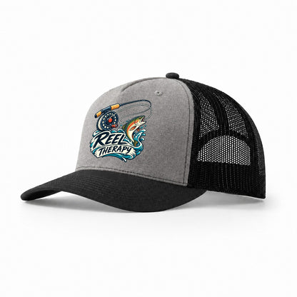 Reel Therapy Fishing Elegant Trucker Hat – Grey Black