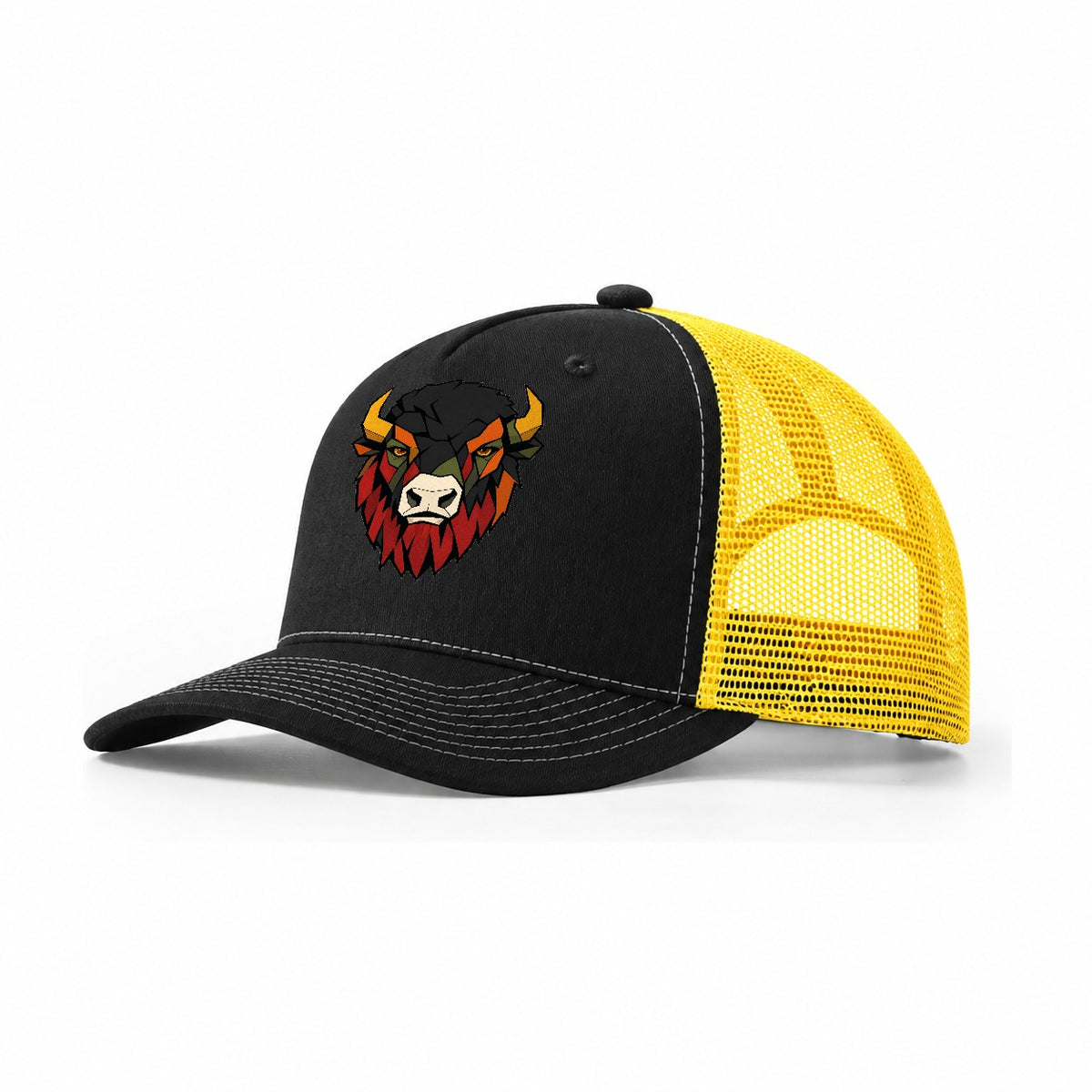 American Buffalo Frontal Portrait Trucker Hat – Black Yellow