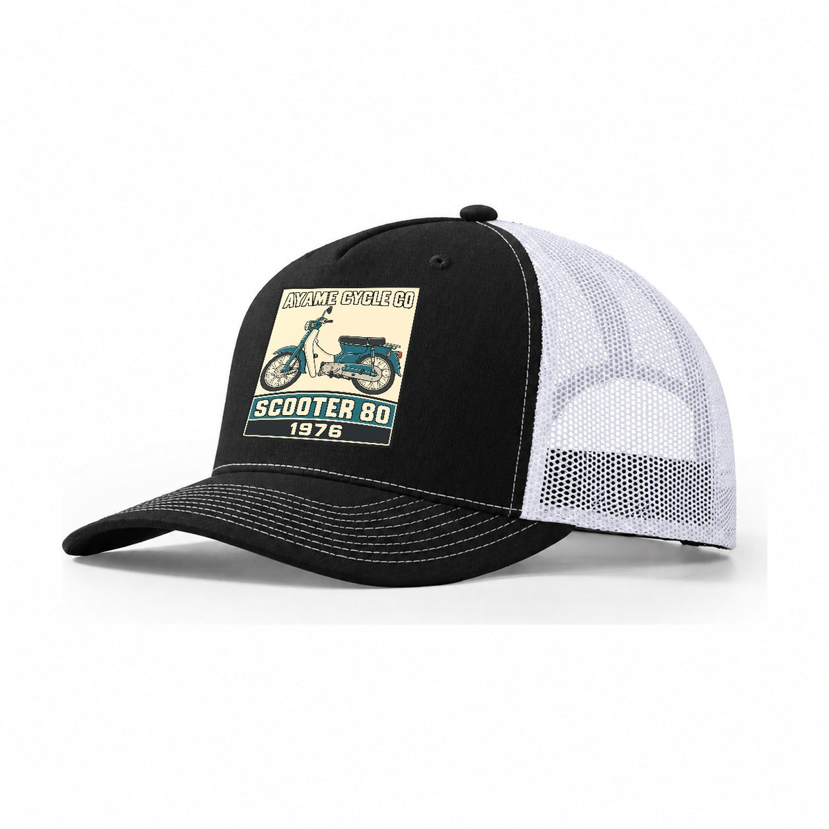 Ayame Scooter 80 Showa Speed Plates Trucker Hat – Black White