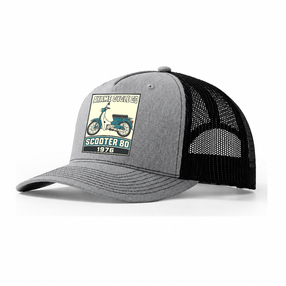 Ayame Scooter 80 Showa Speed Plates Trucker Hat – Sport Grey Black