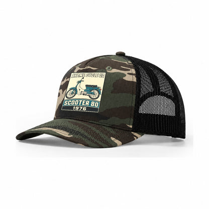 Ayame Scooter 80 Showa Speed Plates Trucker Hat – Woodland Camo Black