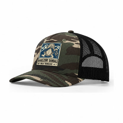 Bakezori Sandals Yokai Night Market Trucker Hat – Woodland Camo Black