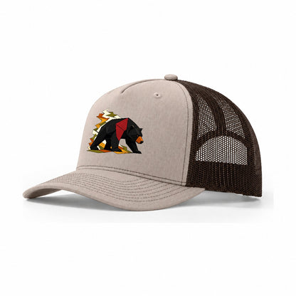 Bear Side Profile Trucker Hat – Khaki Brown