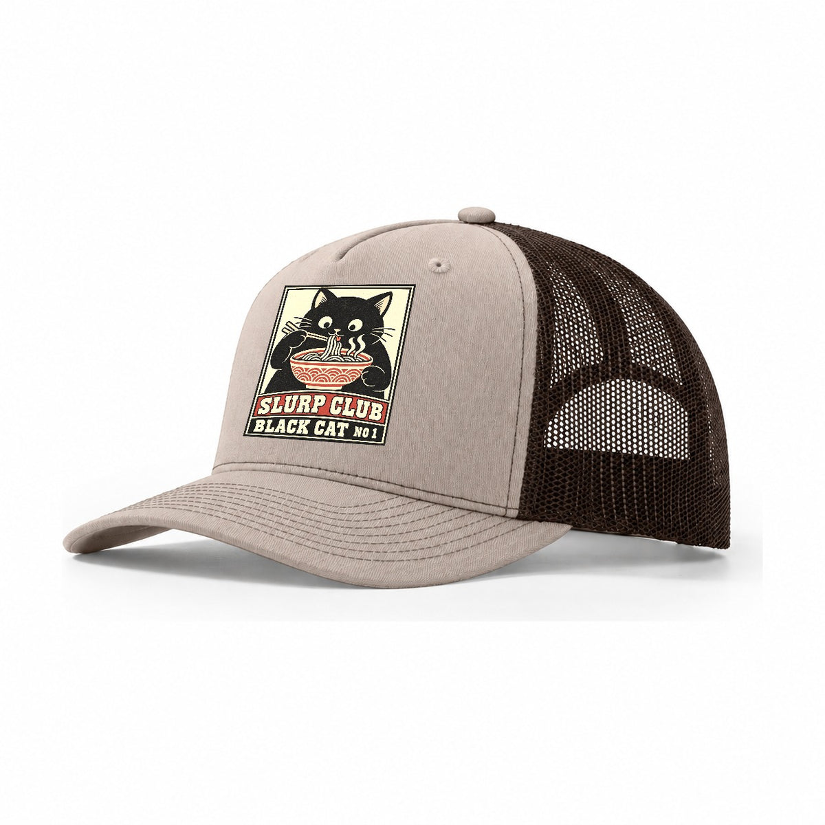 Black Cat Shoyu Slurp Club Trucker Hat – Khaki Brown