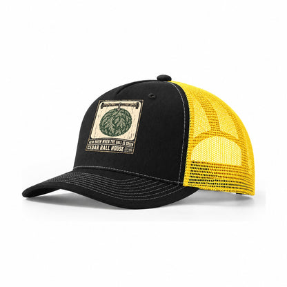Cedar Ball House Izakaya Rules Trucker Hat – Black Yellow