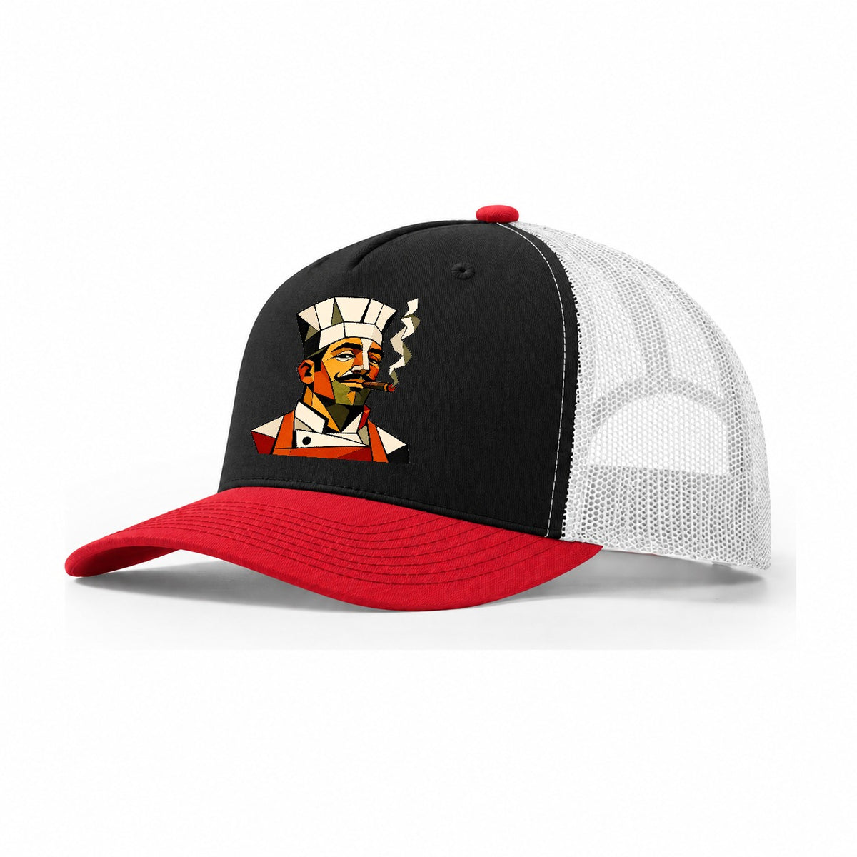 Chef Portrait Toque Trucker Hat – Black Red White