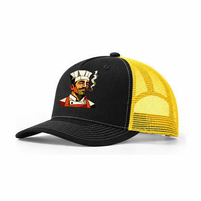 Chef Portrait Toque Trucker Hat – Black Yellow