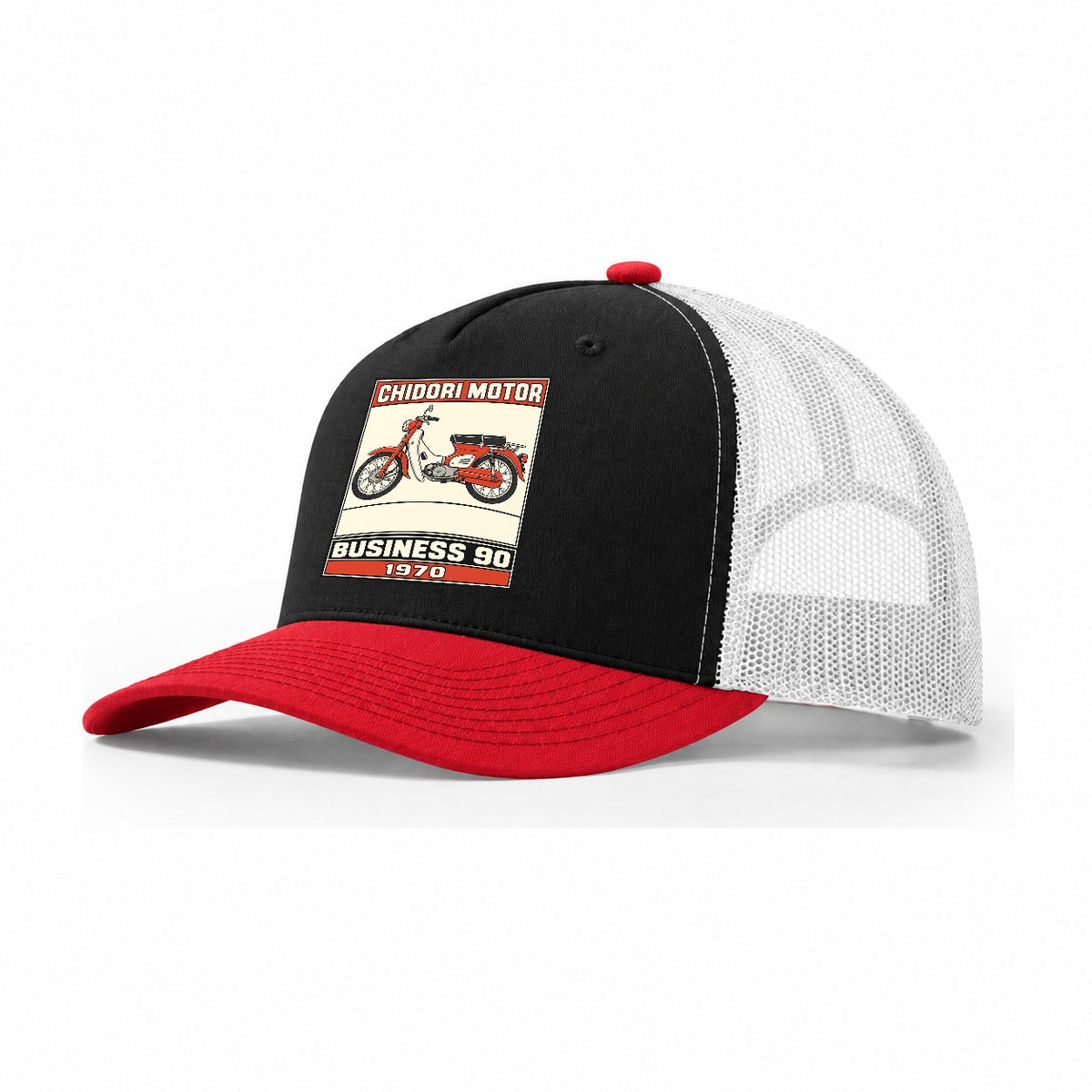 Chidori Business 90 Showa Speed Plates Trucker Hat – Black Red White