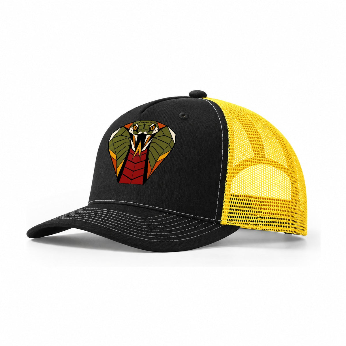 Cobra Hood Raised Trucker Hat – Black Yellow