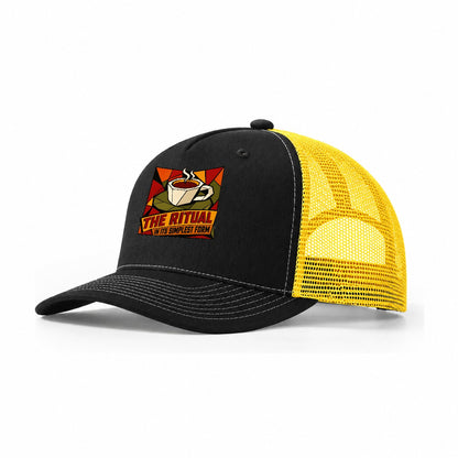 Espresso Cup Close Up Trucker Hat – Black Yellow