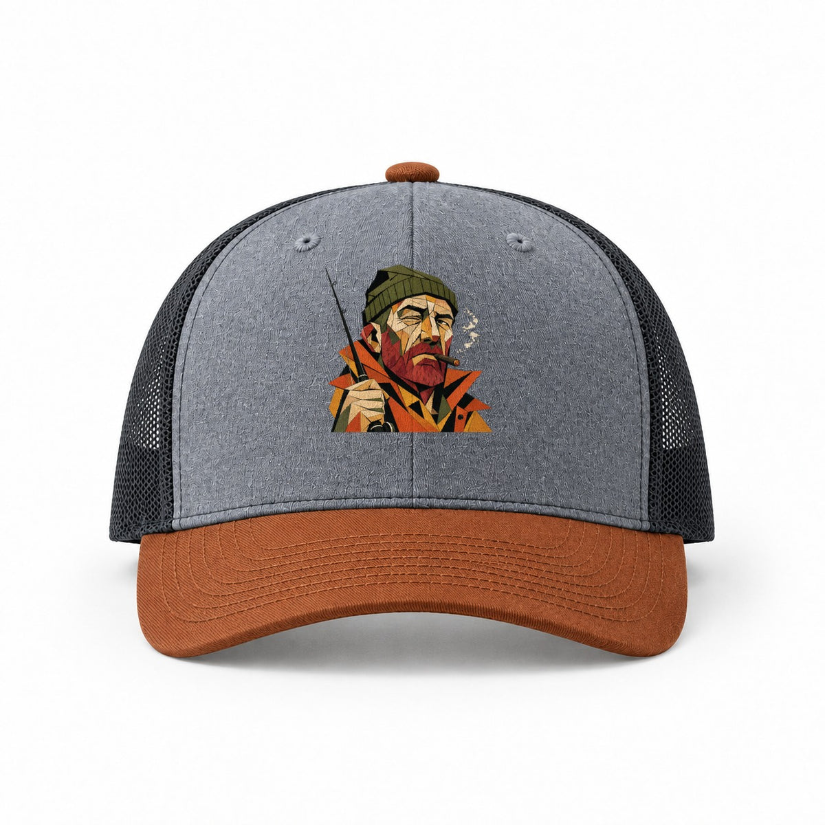 Heather Grey-Rust-Charcoal — front view