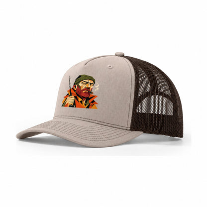 Fisherman Portrait Rod Trucker Hat – Khaki Brown