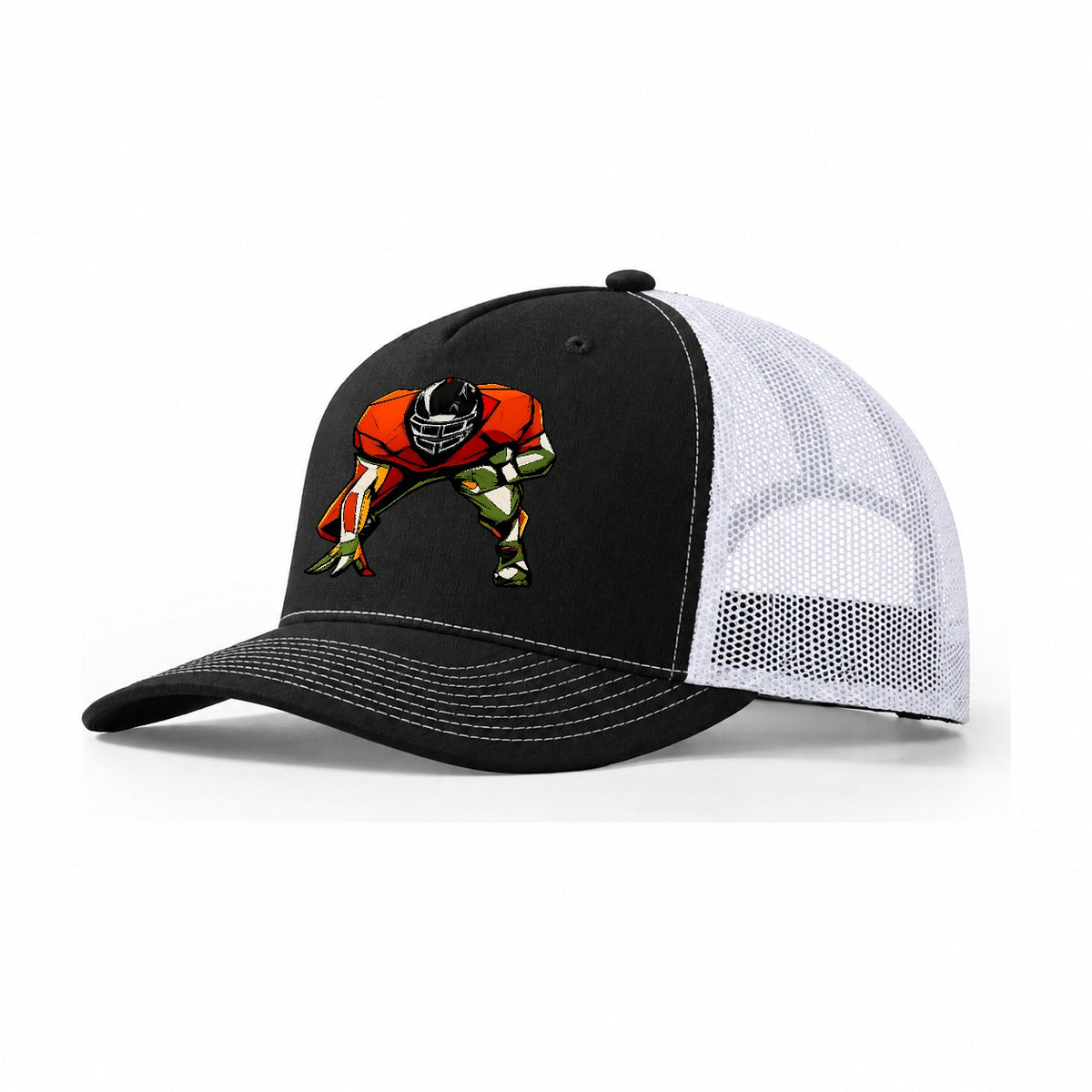 Football Lineman Stance Trucker Hat – Black White