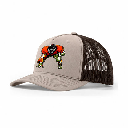 Football Lineman Stance Trucker Hat – Khaki Brown