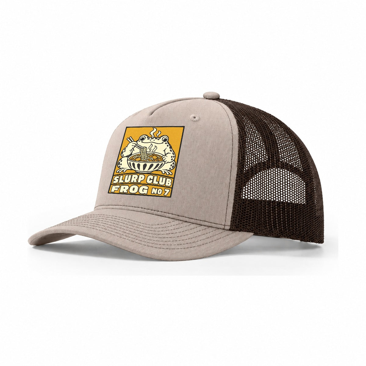 Frog Curry Slurp Club Trucker Hat – Khaki Brown