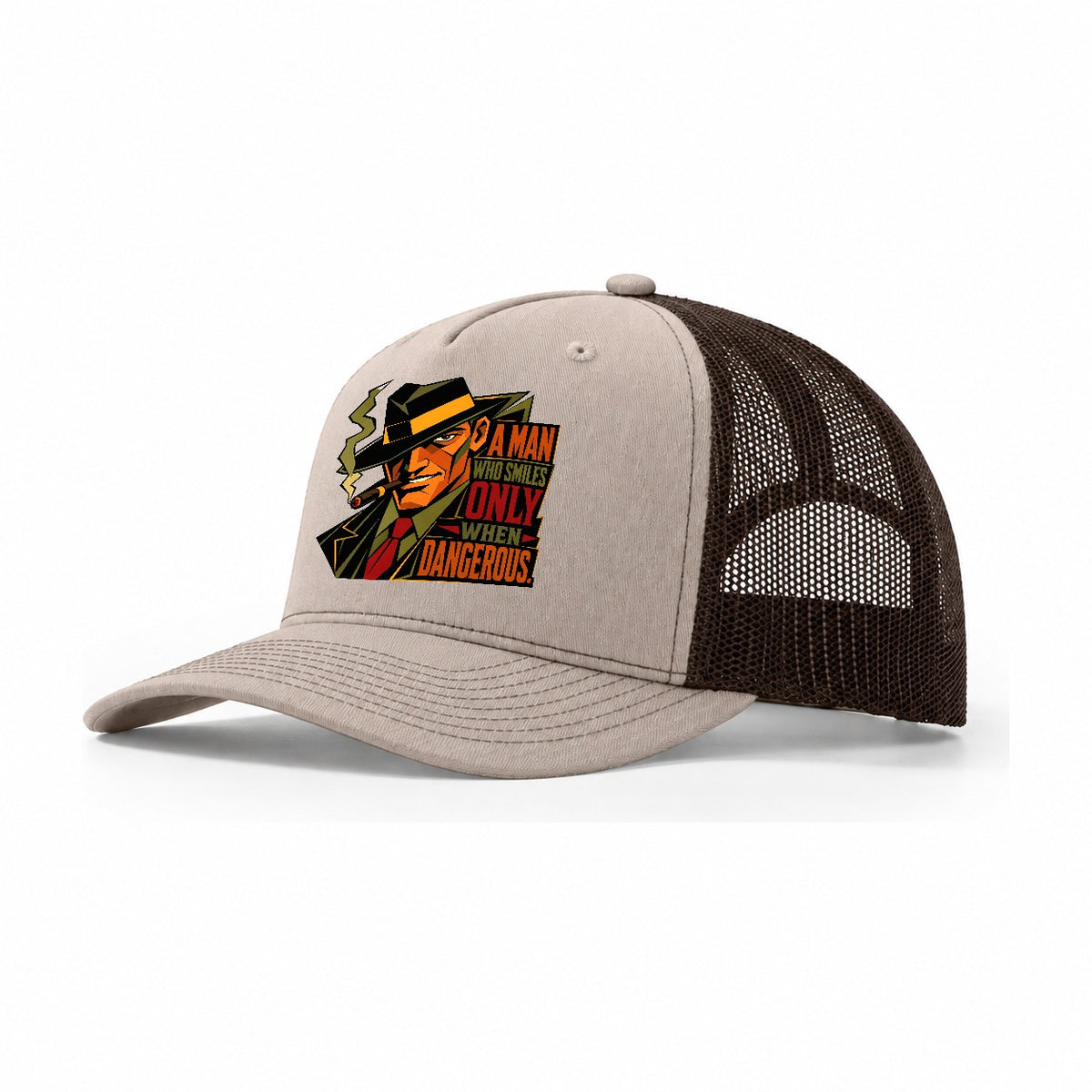 Gangster Portrait Trucker Hat – Khaki Brown