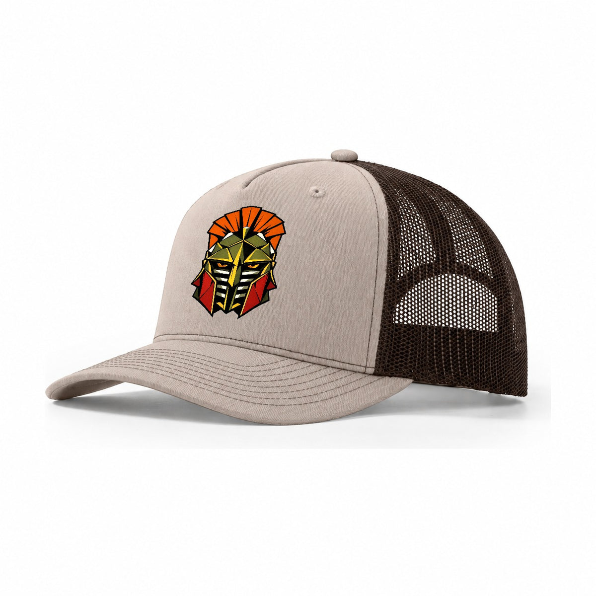 Gladiator Helmet Crest Trucker Hat – Khaki Brown