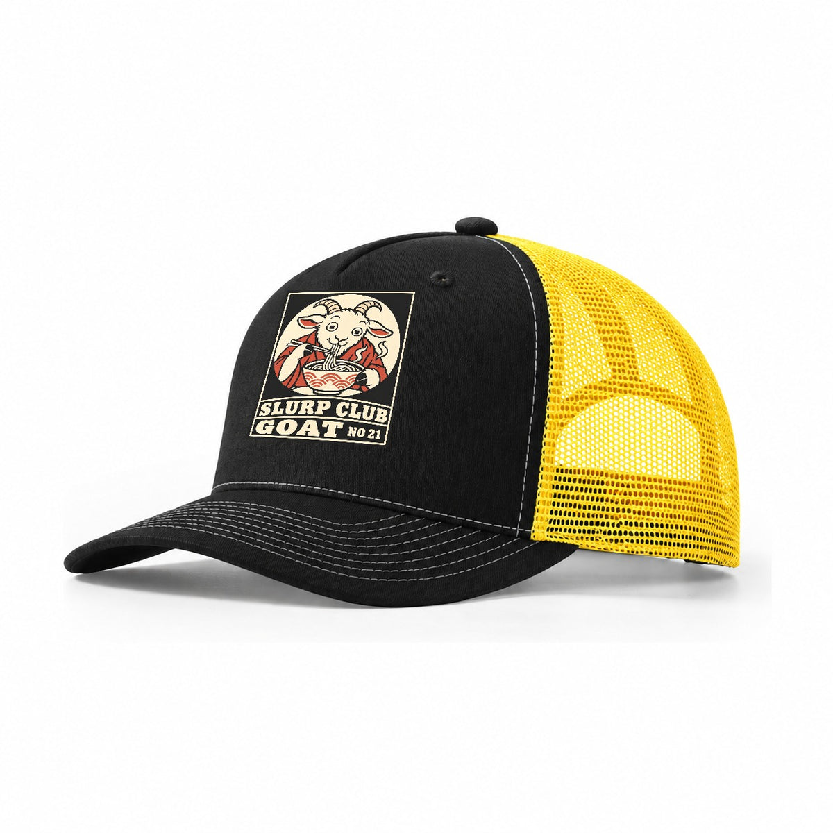 Goat Anything Slurp Club Trucker Hat – Black Yellow