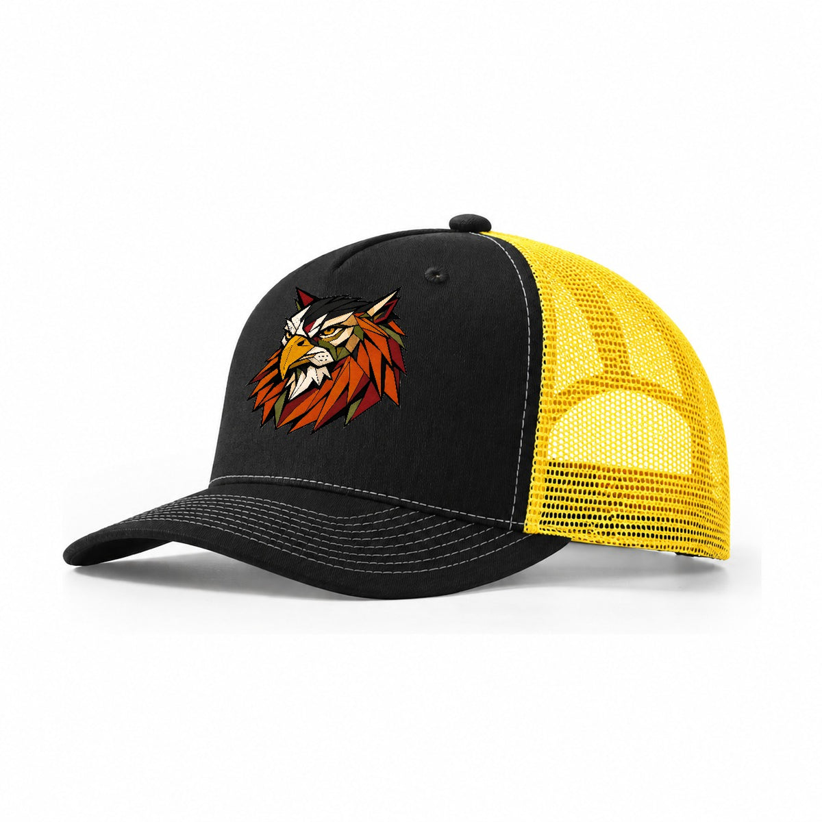Griffin Head Portrait Trucker Hat – Black Yellow