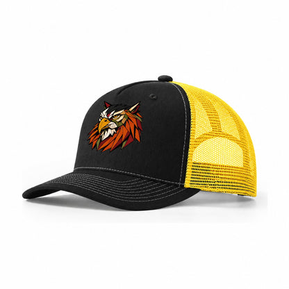 Griffin Head Portrait Trucker Hat – Black Yellow