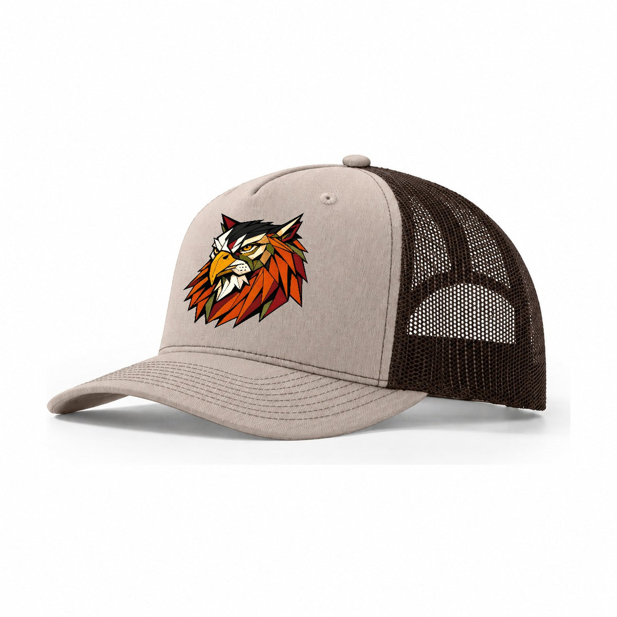 Griffin Head Portrait Trucker Hat – Khaki Brown