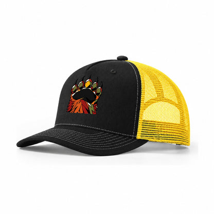 Grizzly Bear Paw Trucker Hat – Black Yellow