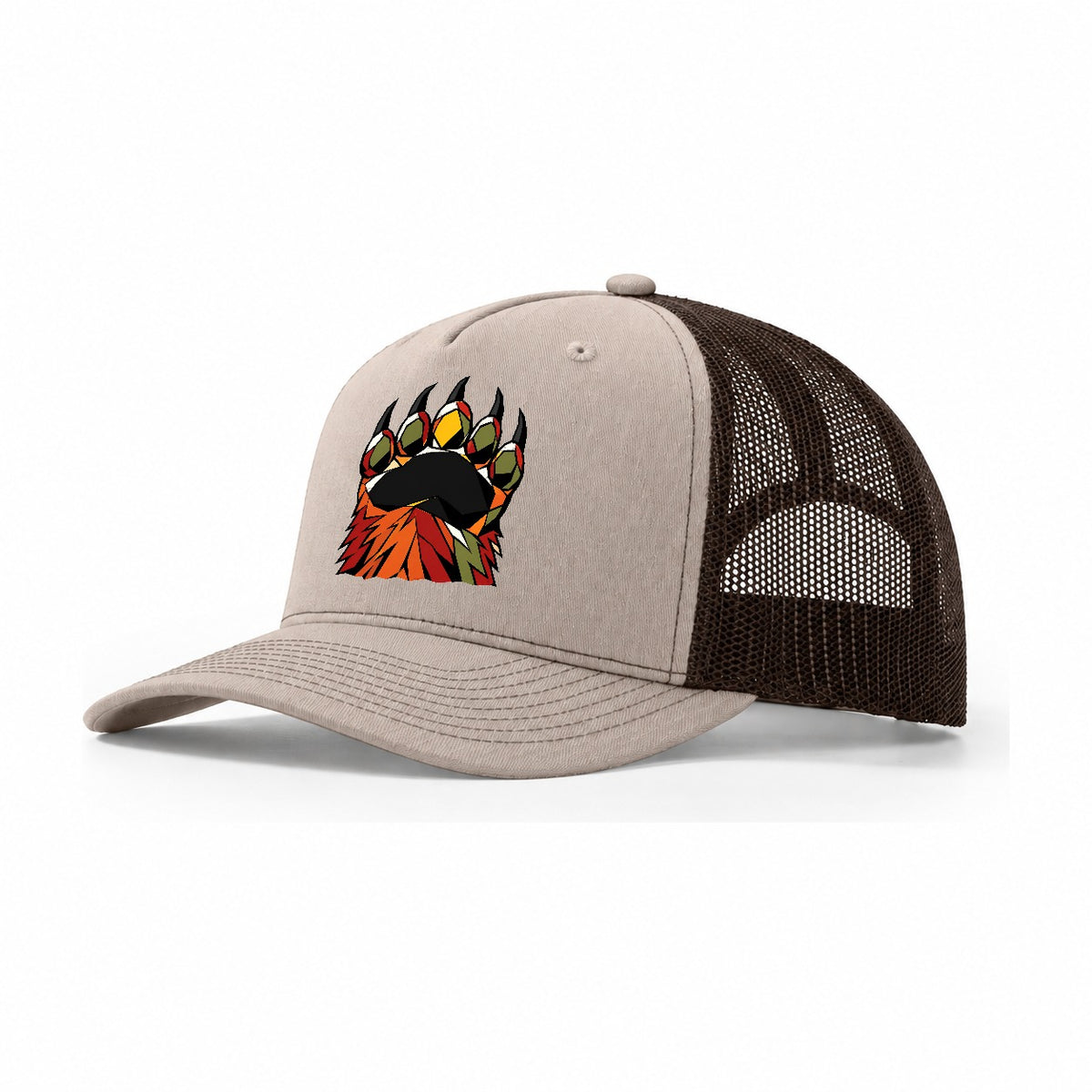 Grizzly Bear Paw Trucker Hat – Khaki Brown