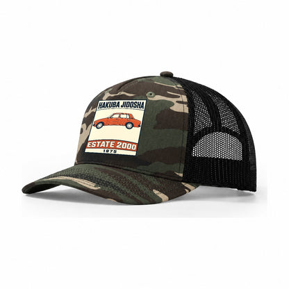 Hakuba Estate Showa Speed Plates Trucker Hat – Woodland Camo Black