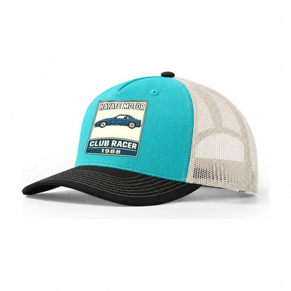 Hayabusa Club Racer Showa Speed Plates Trucker Hat – Aqua Black White
