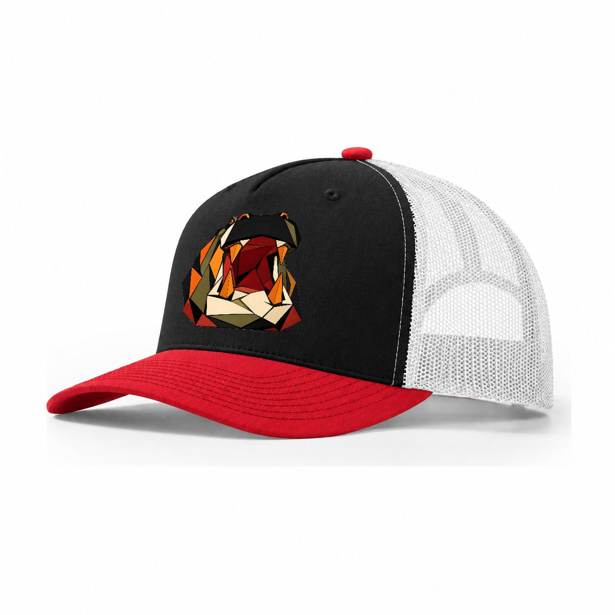 Hippo Yawning Trucker Hat – Black Red White