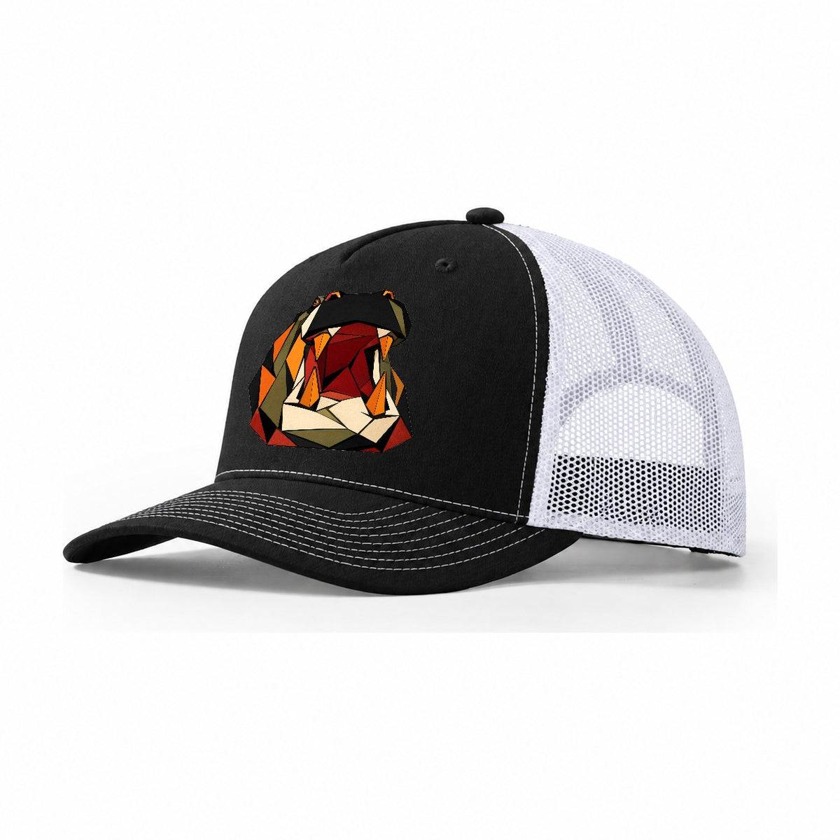 Hippo Yawning Trucker Hat – Black White