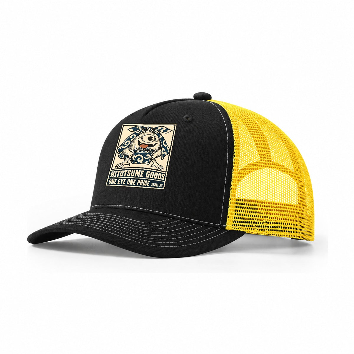 Hitotsume Goods Yokai Night Market Trucker Hat – Black Yellow