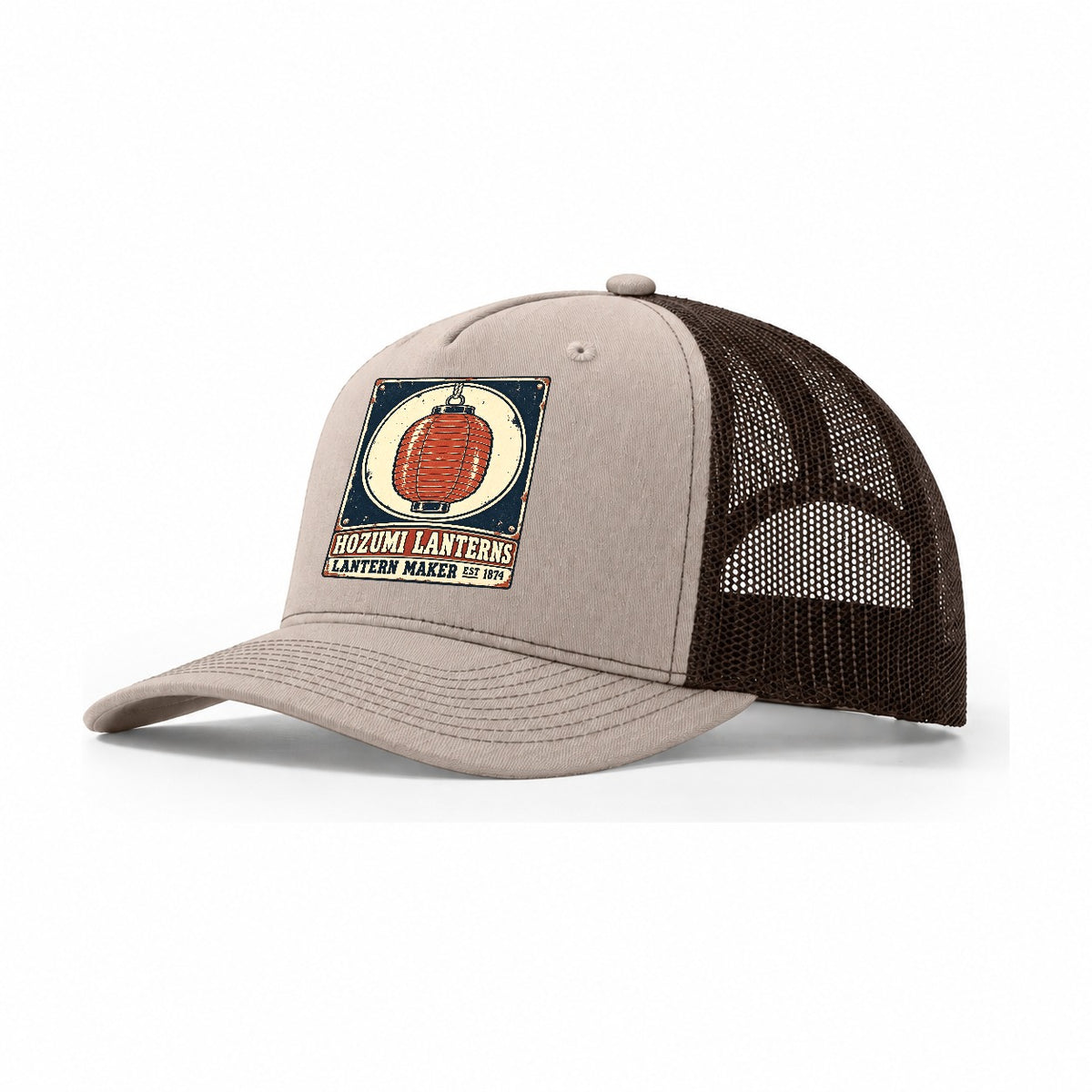 Hozumi Lantern Works Noren Trade Co Trucker Hat – Khaki Brown