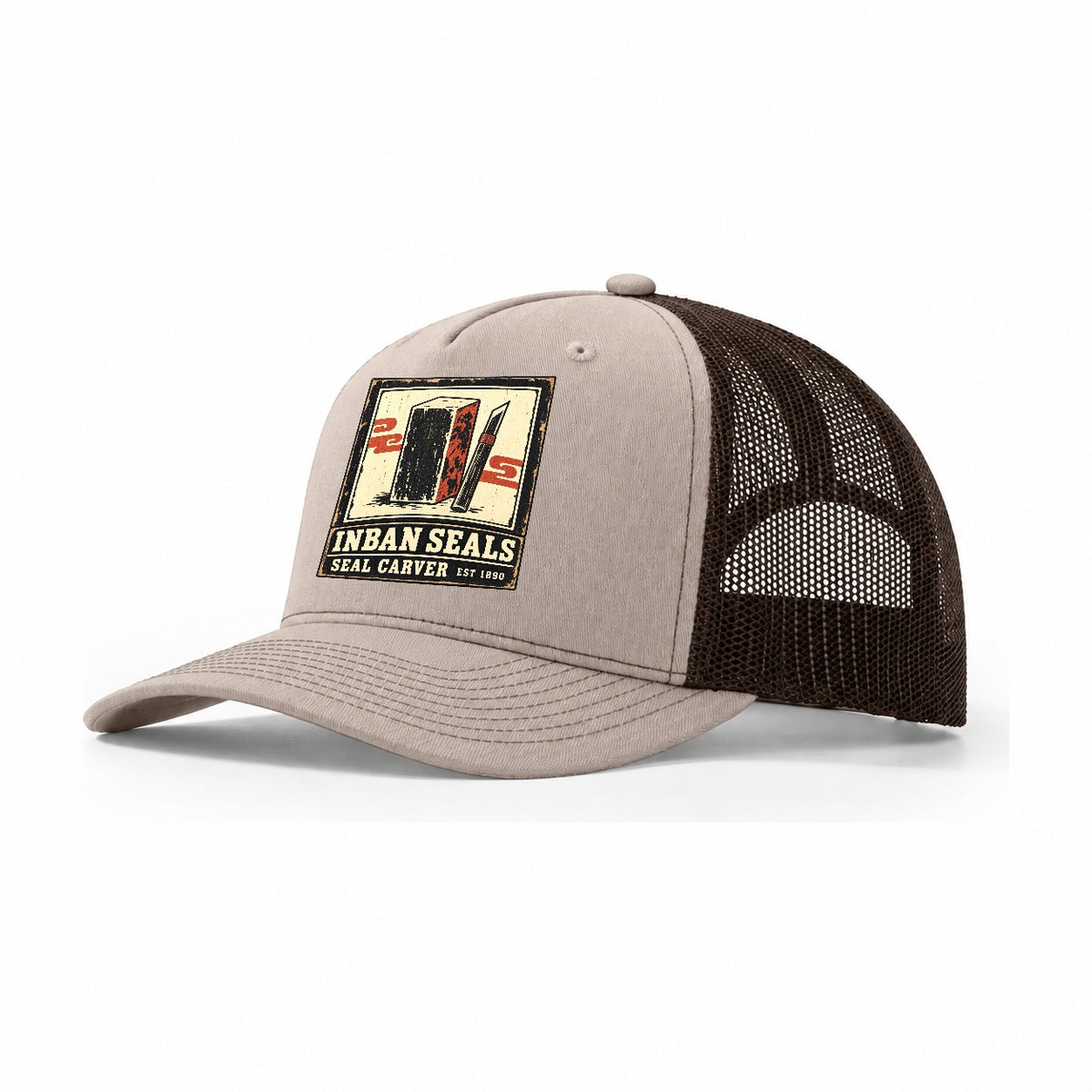 Inban Seal Carvers Noren Trade Co Trucker Hat – Khaki Brown