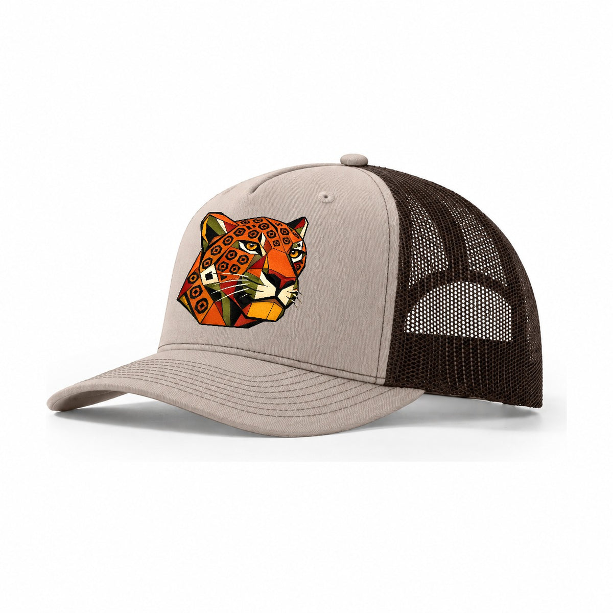 Jaguar Face Spotted Trucker Hat – Khaki Brown
