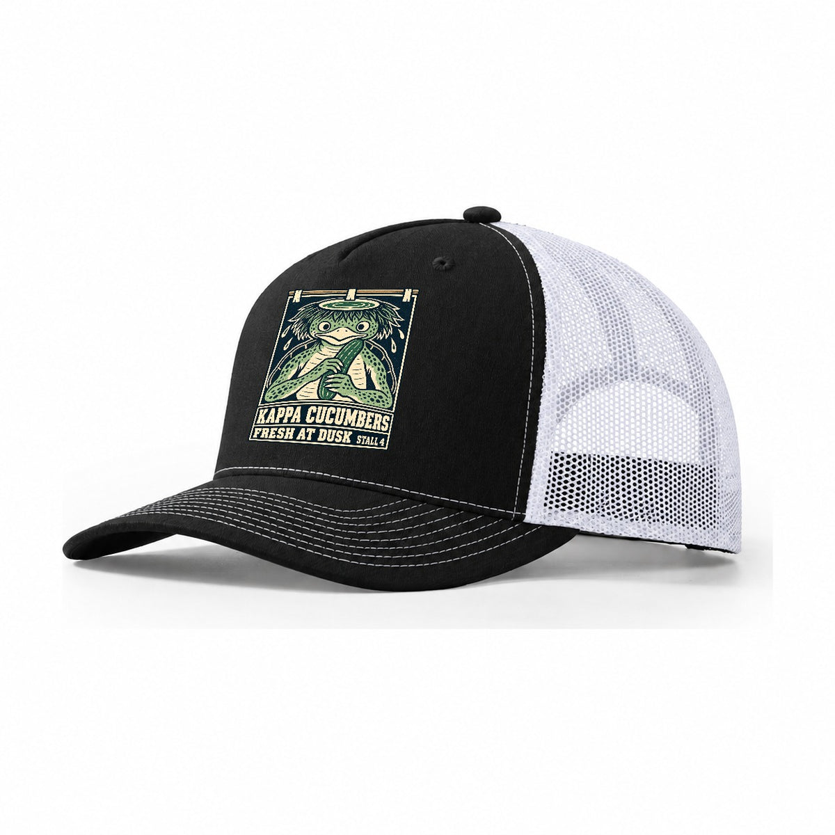 Kappa Cucumbers Yokai Night Market Trucker Hat – Black White