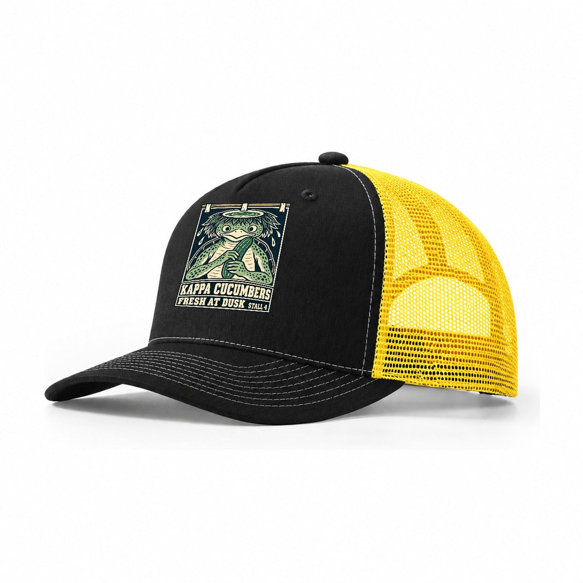 Kappa Cucumbers Yokai Night Market Trucker Hat – Black Yellow