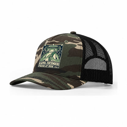 Kappa Cucumbers Yokai Night Market Trucker Hat – Woodland Camo Black