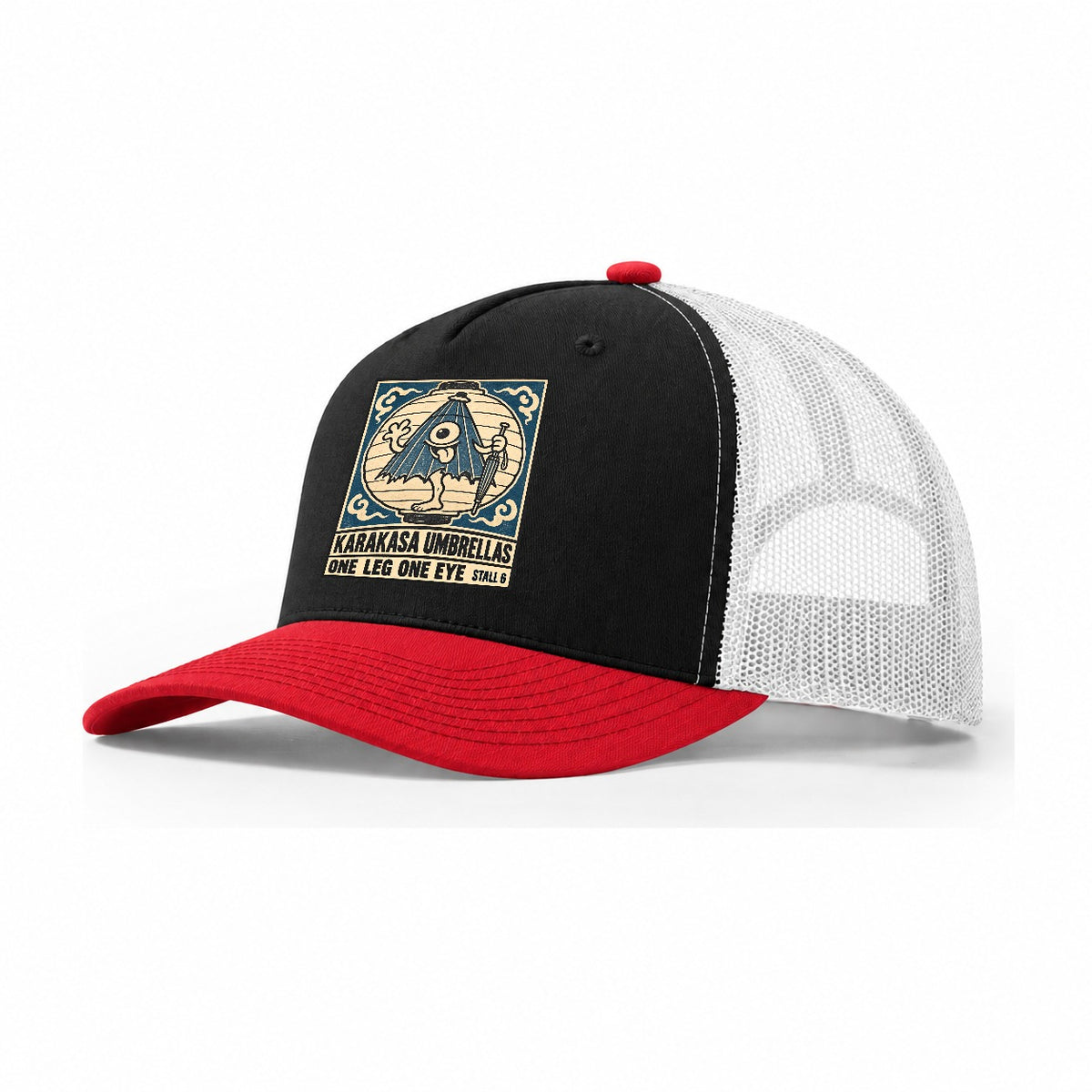 Karakasa Umbrellas Yokai Night Market Trucker Hat – Black Red White
