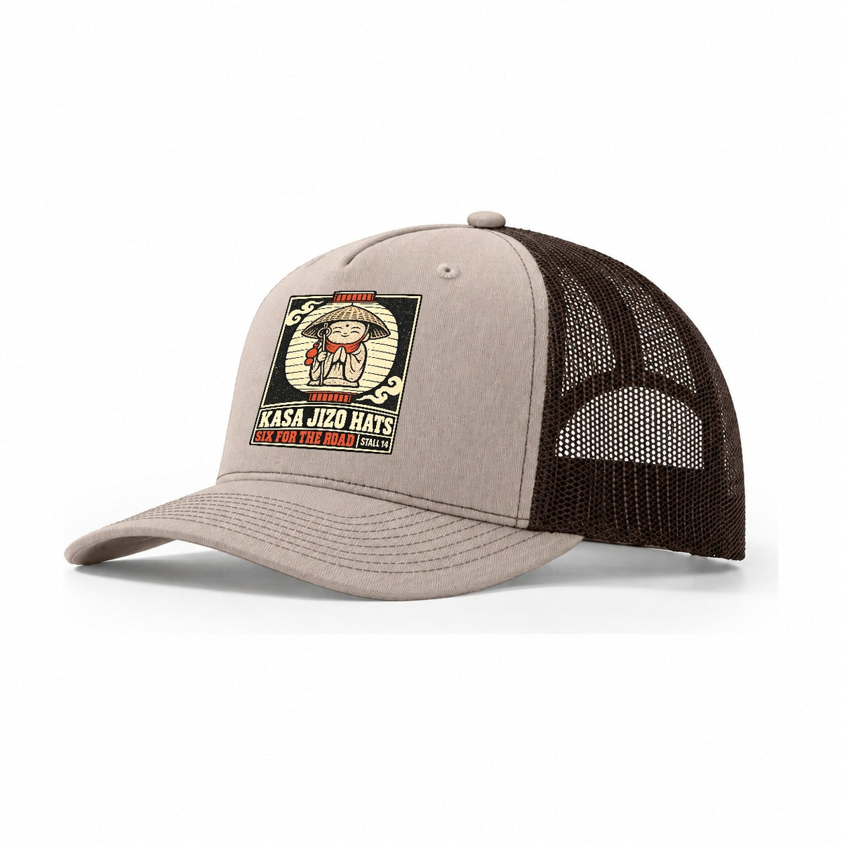 Kasa Jizo Hats Yokai Night Market Trucker Hat – Khaki Brown