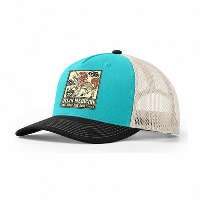 Kirin Medicine Yokai Night Market Trucker Hat – Aqua Black White