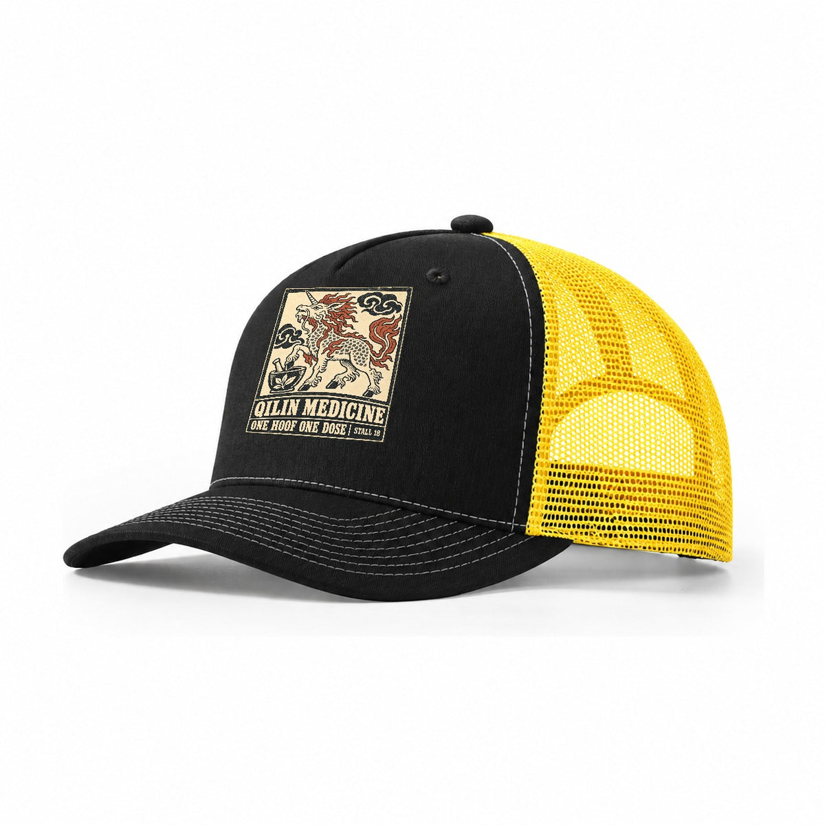 Kirin Medicine Yokai Night Market Trucker Hat – Black Yellow