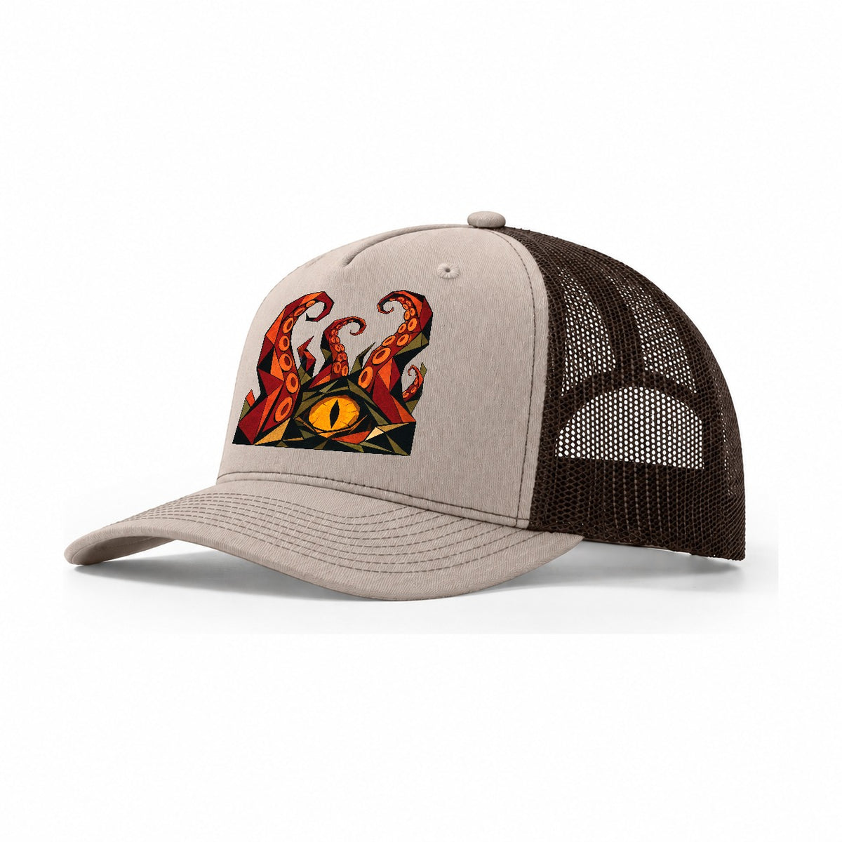 Kraken Tentacles Rising Trucker Hat – Khaki Brown